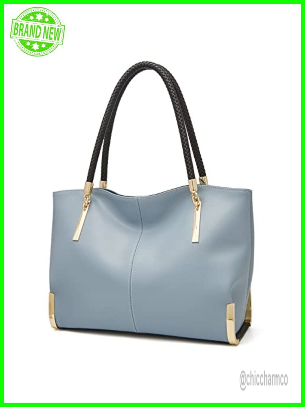 Large Split Cowhide Tote Handbag Minimalist Gold Hardware Top Handle